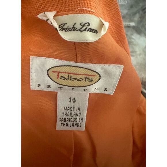 Talbots Linen Womens Jacket 14 Salmon/Orange Button-Up Lined Classic - Picture 5 of 7